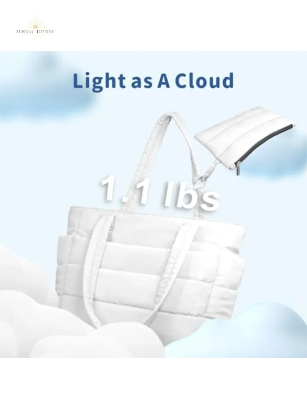 Lightweight Puffer Tote Bag with 9 Pockets, Quilted Shoulder Bag for Work Travel
